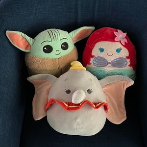 Squishmallow Disney Trio Ariel, Yoda and Dumbo. All like new, barely touched.